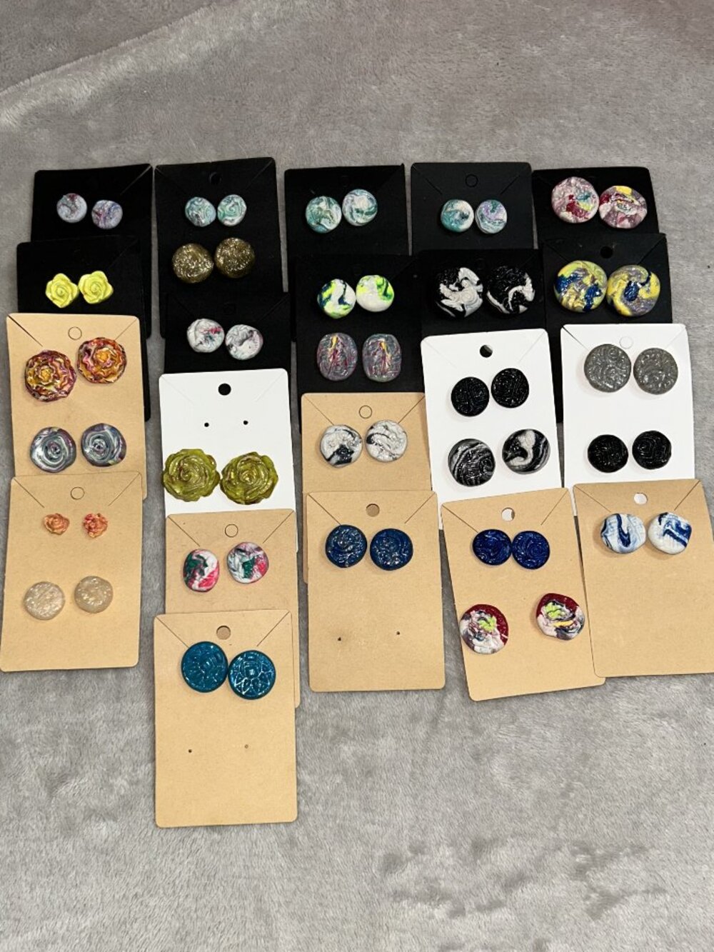 Huge 28-Pair Bulk Lot Wholesale Artisan Stud Earrings Polymer Clay Resin
